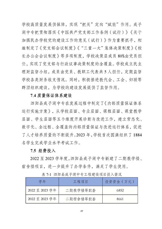 泗陽縣成子湖中等專業(yè)學校質量報告(2023年度)