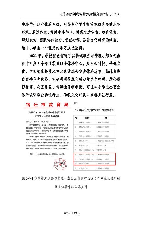 江蘇省宿城中等專業(yè)學(xué)校質(zhì)量報(bào)告（2023 年度）