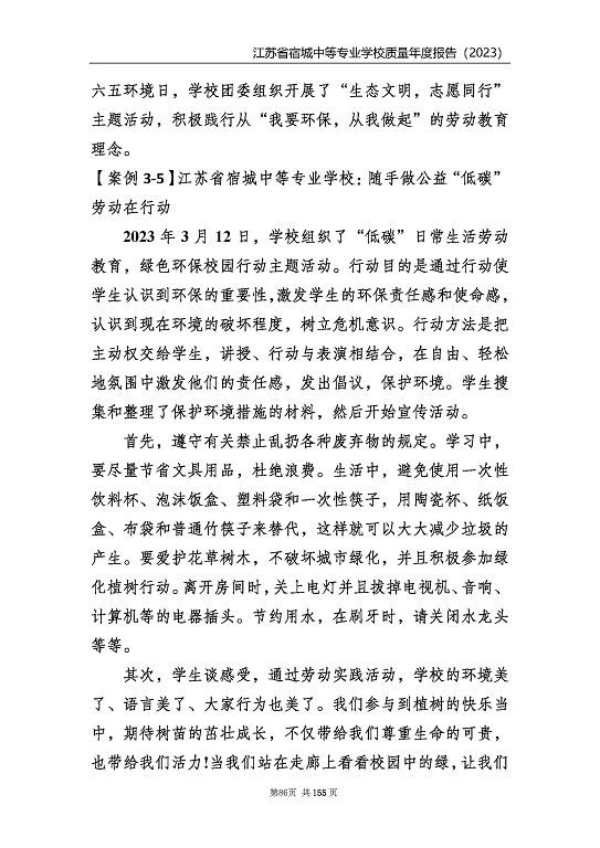 江蘇省宿城中等專業(yè)學(xué)校質(zhì)量報(bào)告（2023 年度）