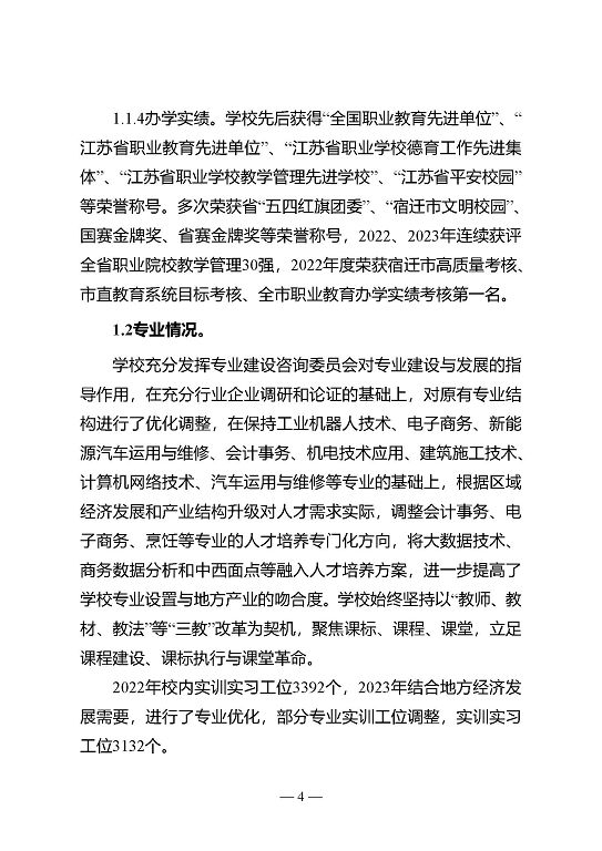 江蘇省宿遷中等專業(yè)學(xué)校質(zhì)量年報（2023年度）