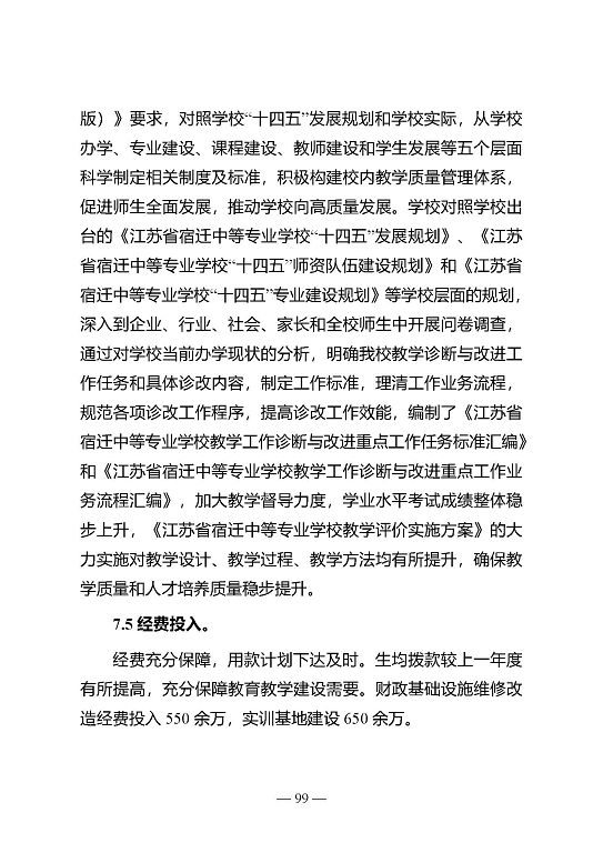 江蘇省宿遷中等專業(yè)學(xué)校質(zhì)量年報（2023年度）