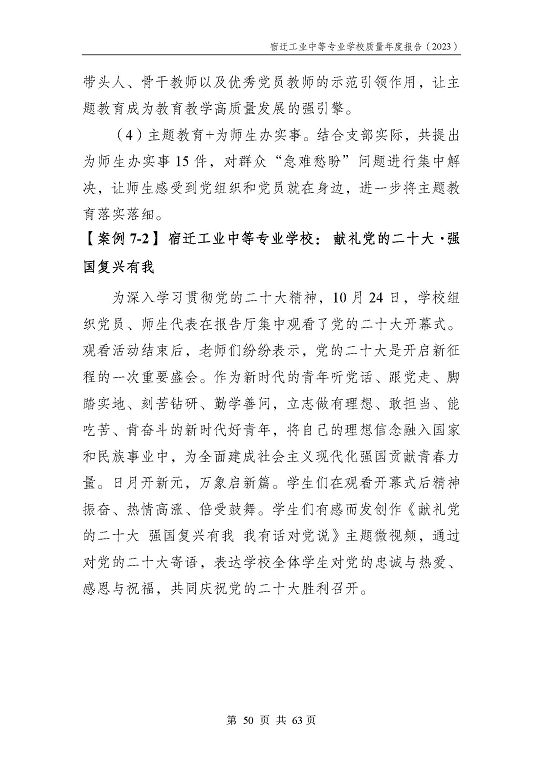 宿遷工業(yè)中等專業(yè)學(xué)校質(zhì)量報告（2023年度）